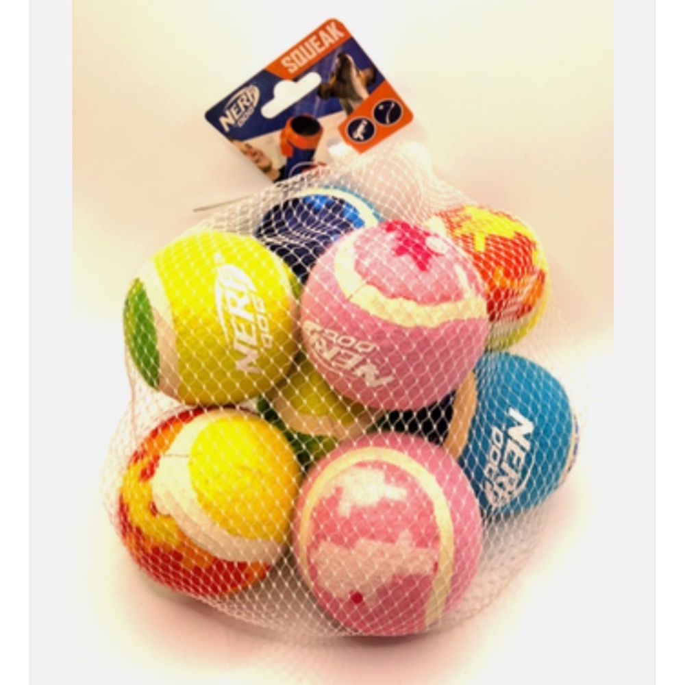 Nerf Dog Squeak Tennis Balls - Vibrant Color Set NEW